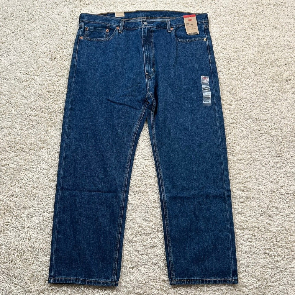 Levi's 505 Regular Fit Jeans 42x29 Blue Straight Leg Denim New with Tags NWT
